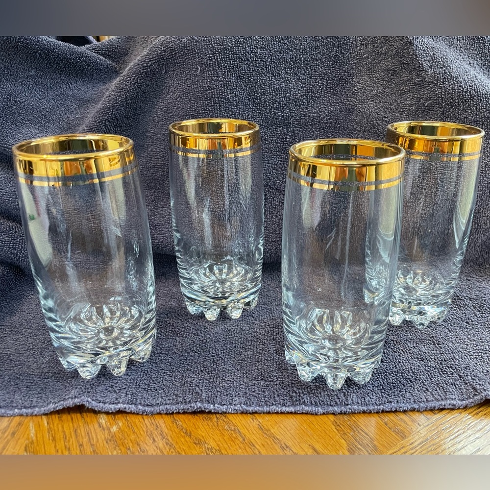 Vintage Gold Rim Drinking Glasses